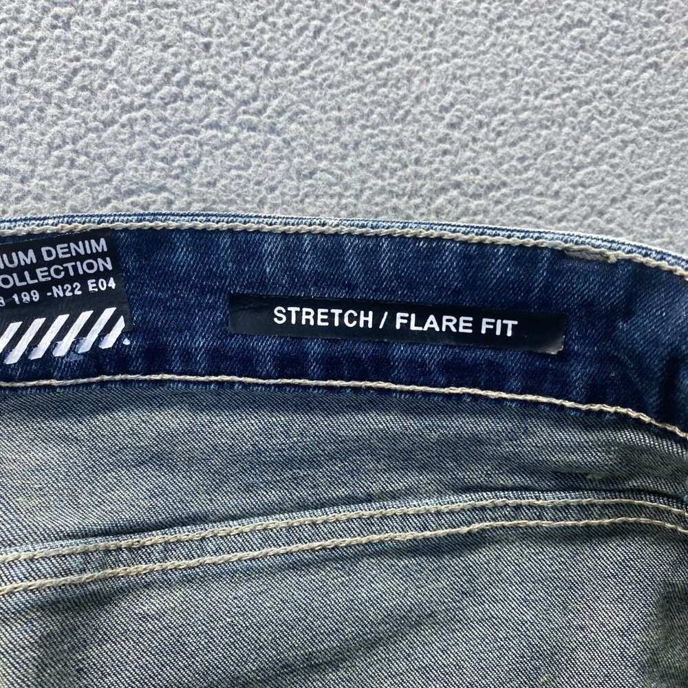 SPARK PREMIUM 29X38 Stretch Ripped Distressed Flare Fit Stacked Denim Jeans - Picture 12 of 14